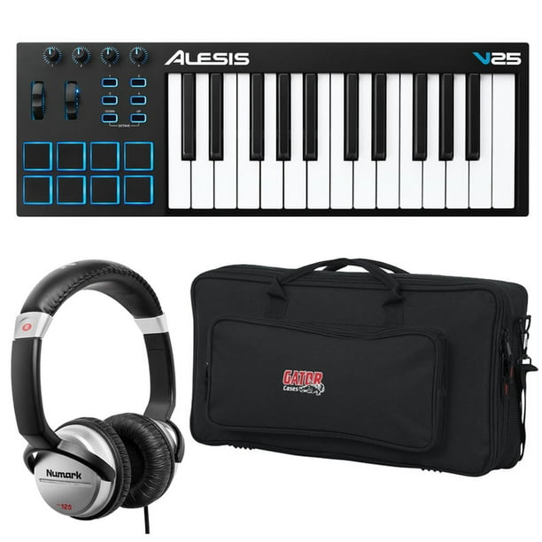 Alesis V49 49-Key USB MIDI Keyboard /& Drum Pad Controller DJ Headphones Bag Keyboard Stand